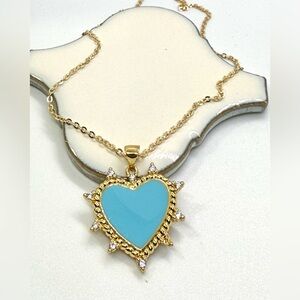 Gold and Turquoise Heart Necklace